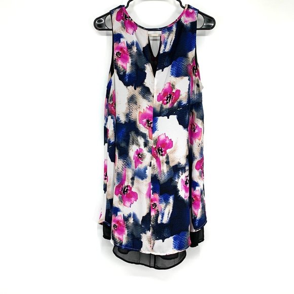 ASTR Dress Black Watercolor Floral Print Mini Shift Sleeveless - Picture 8 of 10